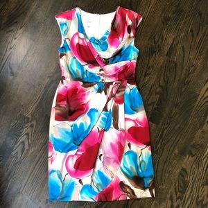 Suzi Chin floral silk magenta turquoise dress